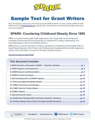 Sample Text for Grant Writers - Spark Physical Education