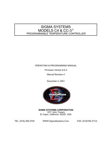 Models C4 & CC-3.5 - with Firmware 8.6.3 - Sigma Systems ...