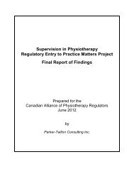 Report on - Canadian Alliance of Physiotherapy Regulators