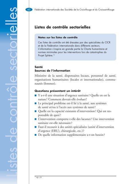 Lignes directrices pour l'Ã©valuation des situations d'urgence