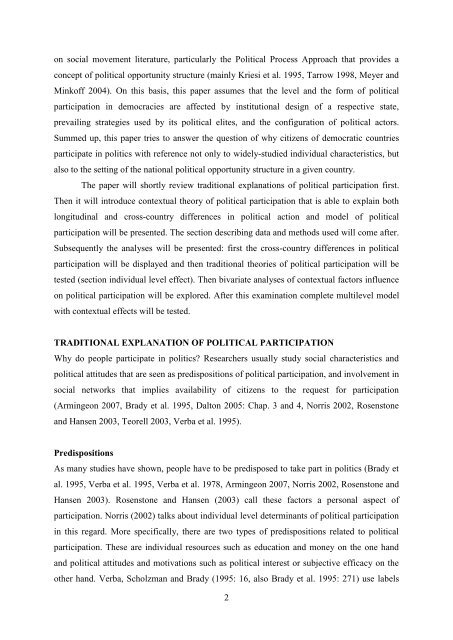 CONTEXTUAL DETERMINANTS OF POLITICAL PARTICIPATION