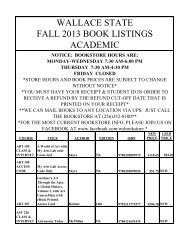 Textbook Price List - Wallace State Community College