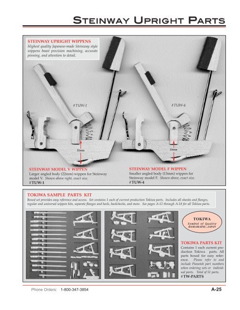 View Entire Parts Section - Pianotek Supply Company