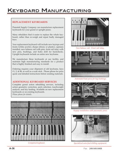 View Entire Parts Section - Pianotek Supply Company