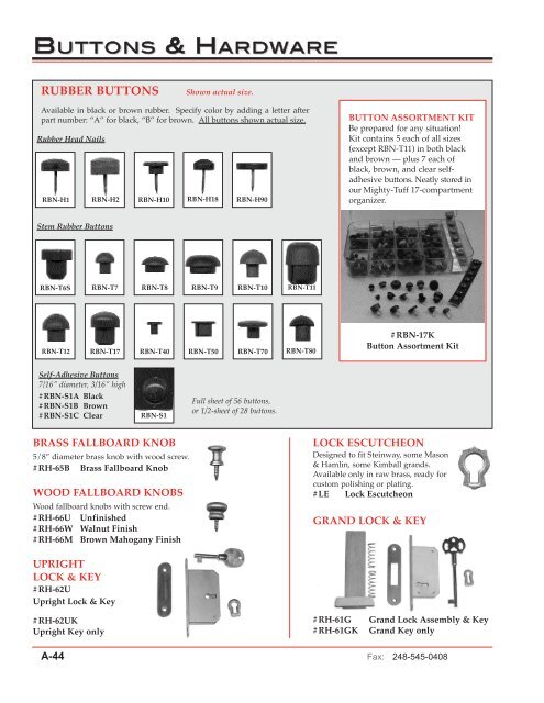 View Entire Parts Section - Pianotek Supply Company