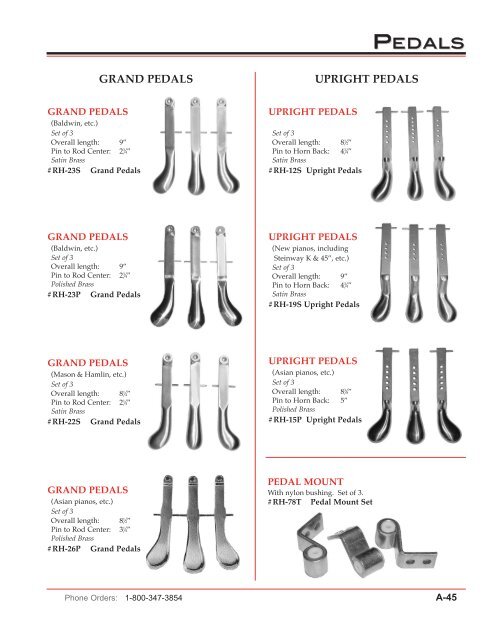 View Entire Parts Section - Pianotek Supply Company