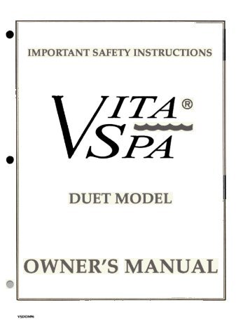 1996-1997 Vita Spas HR10 Duet Owners Manual - The Spa Works