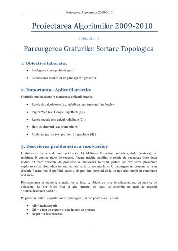 Laborator 6 - Parcurgerea grafurilor, sortare topologicÄƒ