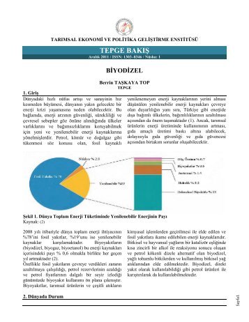 biyodizel - Tarımsal Ekonomik Araştırma Enstitüsü