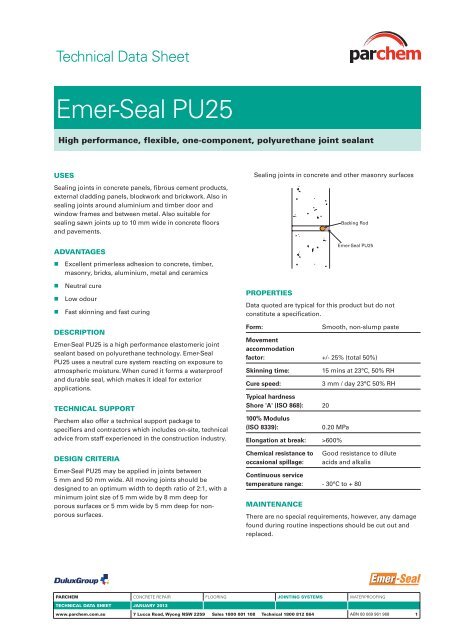 Emer-Seal PU25 TDS - Parchem