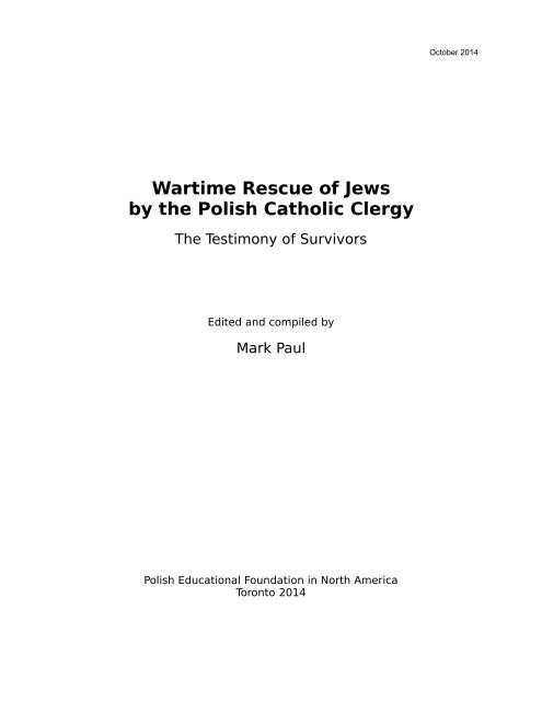 Wartime Rescue of Jews by the Polish Catholic Clergy ... - Glaukopis
