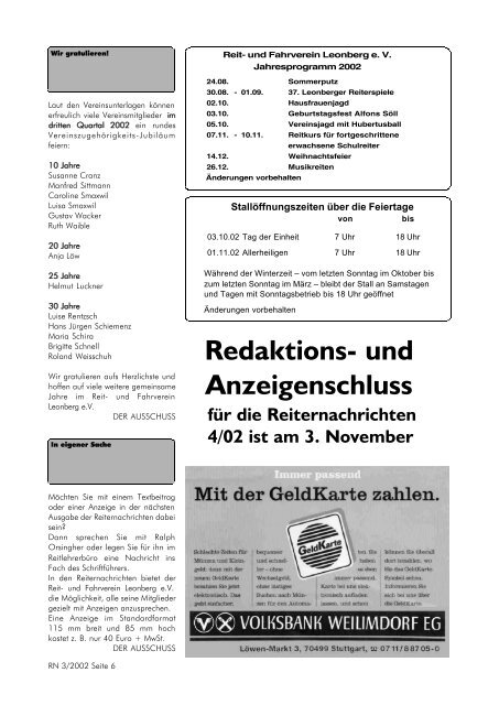 Nr. 3 / 2002 - Reit- und Fahrverein Leonberg e.V.