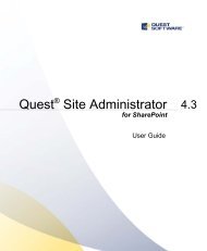 Quest Site Administrator for SharePoint 4.3 - User ... - Quest Software