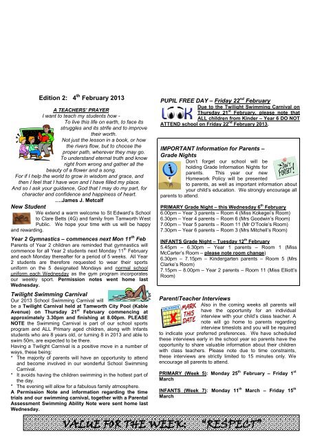 Newsletter Edition 2 2013 - St Edwards Primary School