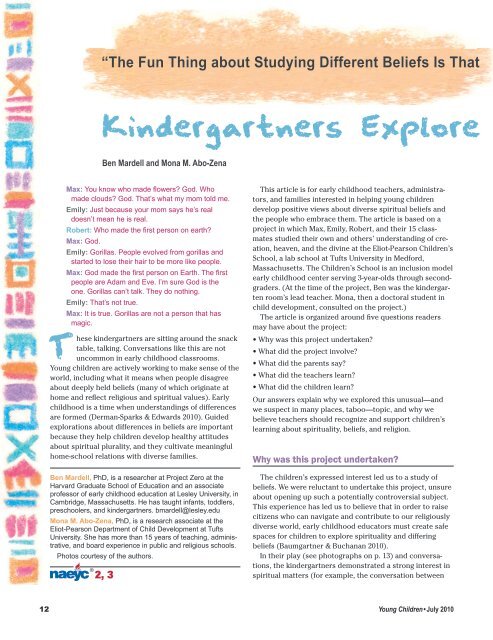 Kindergartners Explore Spiritua - National Association for the ...