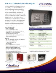 Cyberdata VoIP V3 Outdoor Intercom w/Keypad Datasheet (PDF)