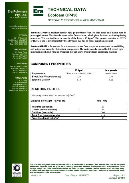 Ecofoam GP450 - Era Polymers