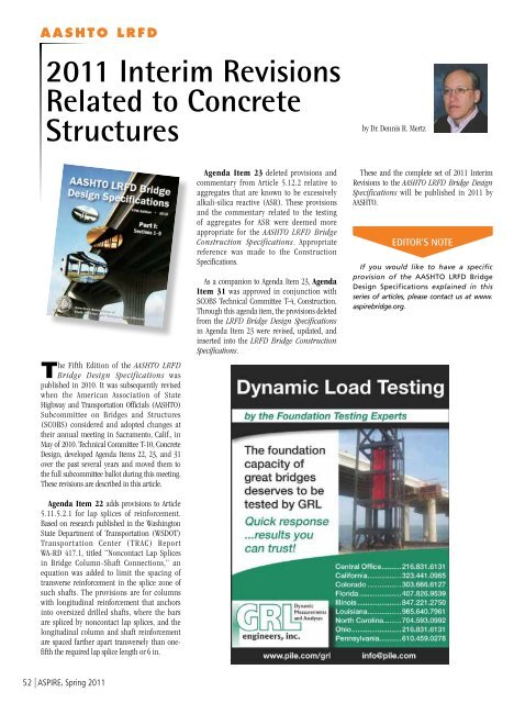 ASPIRE Spring 11 - Aspire - The Concrete Bridge Magazine