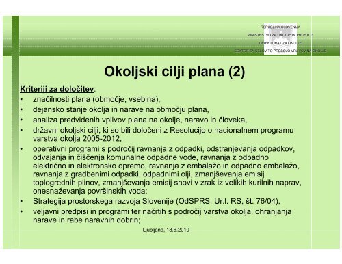 Postopek celovite presoje vplivov na okolje - Ministrstvo za ...