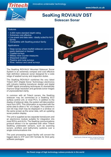 Tritech SeaKing Sidescan Sonar System - Seatronics