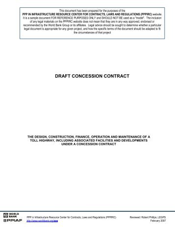 draft concession contract - PPP in Infrastructure Resource Center