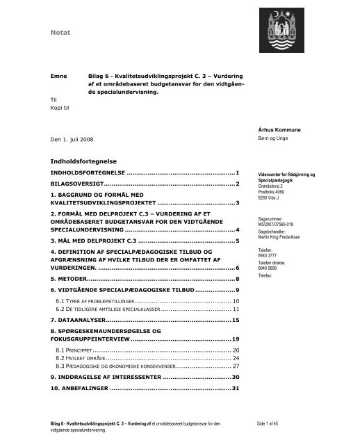 Indholdsfortegnelse - Velkommen til Ãrhus Kommune