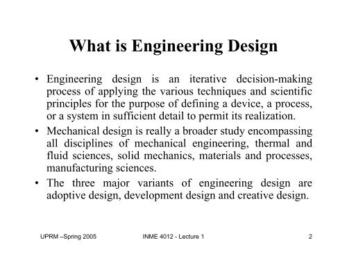 Nature of Mechanical Machine Design - Mechanical Engineering ...