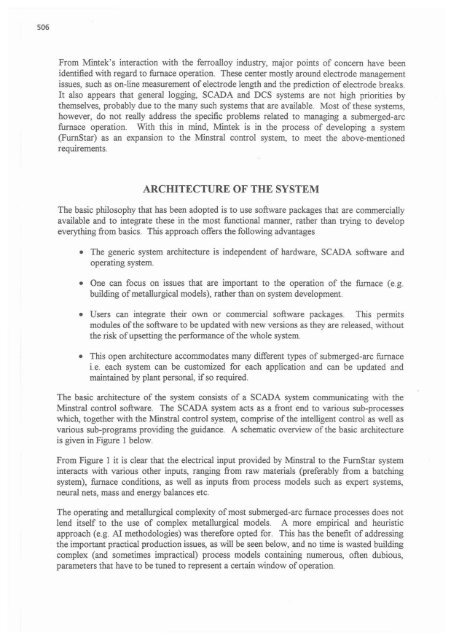 intelligent control of submerged-arc furnaces - Pyro.co.za