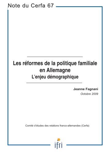 Note du Cerfa, Nr. 67, Oktober 2009 (pdf) - Dialogue d'avenir franco ...