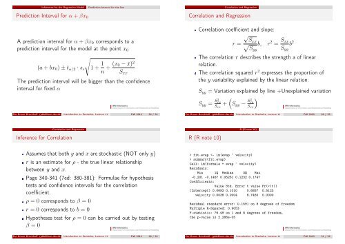 Introduction to Statistics, Lecture 11 - Regression Analysis (Chapter ...