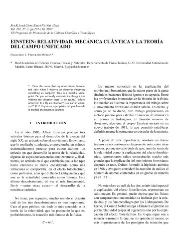 einstein: relatividad, mecÃƒÂ¡nica cuÃƒÂ¡ntica y la teorÃƒÂ­a del campo unificado