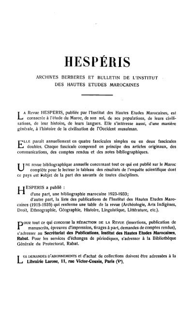 ARCHIVES BERBÃRES et BULLETIN DE L'INSTITUT DES HAUTES ...