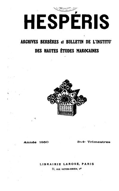 ARCHIVES BERBÃRES et BULLETIN DE L'INSTITUT DES HAUTES ...