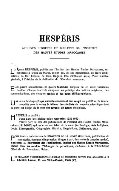 ARCHIVES BERBÃRES et BULLETIN DE L'INSTITUT DES HAUTES ...