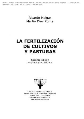 LA FERTILIZACION DE CULTIVOS Y PASTURAS