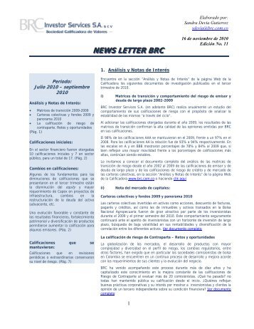 NEWS LETTER BRC - BRC Investor Services SA