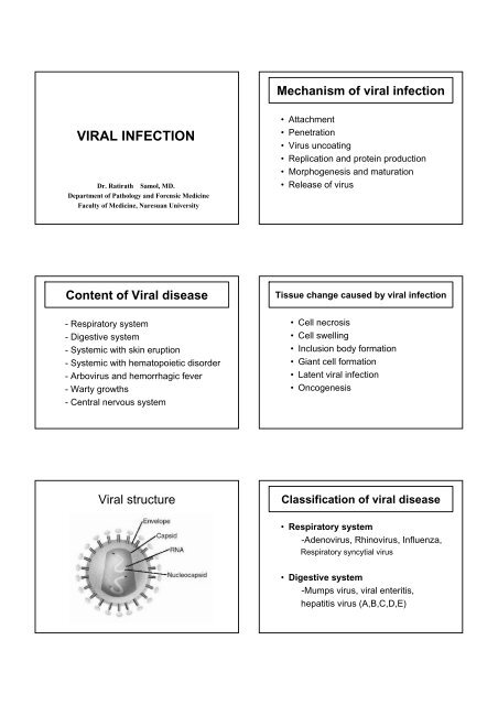 VIRAL INFECTION - Faculty of Medicine