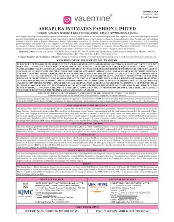 ashapura intimates fashion limited - Securities and Exchange Board ...