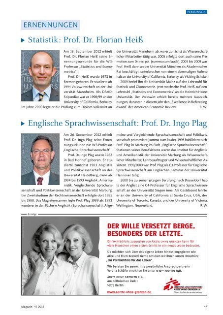 4. Alumni-Newsletter der Medizinischen FakultÃ¤t