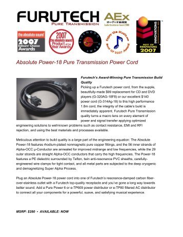 Absolute Power-18 Pure Transmission Power Cord - Scull ...