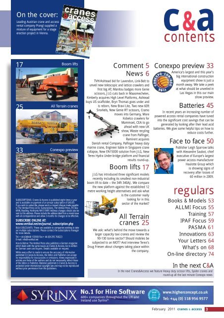 Boom lifts All Terrain cranes Batteries Conexpo guide