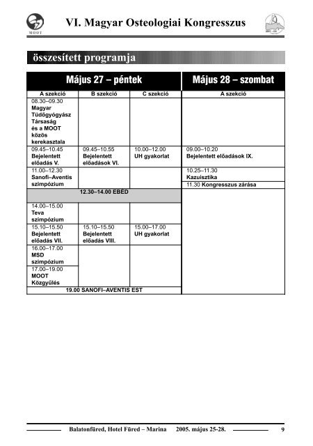 A VI. Magyar Osteologiai Kongresszus - doki.NET