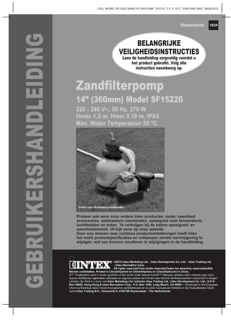 Handleiding Intex zandfilter pomp - Zwembad in de tuin?