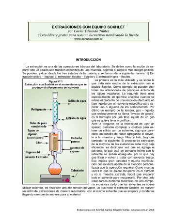 EXTRACCIONES CON EQUIPO SOXHLET - cenunez.com.ar