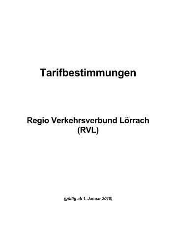 Tarifbestimmung RVL