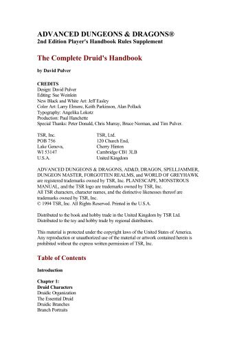 The Complete Druid's Handbook - Spillklubben