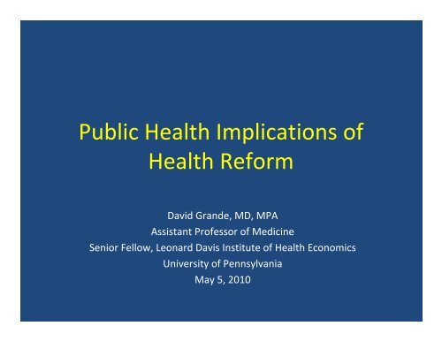 presentation - Center for Public Health Initiatives - University of ...