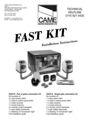 FAST Kit Install Guide - Came UK
