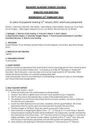 belmont academy parent council minutes for meeting - take2theweb