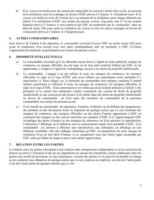 Accord de commandite no 2 - Exportation et développment ... - EDC